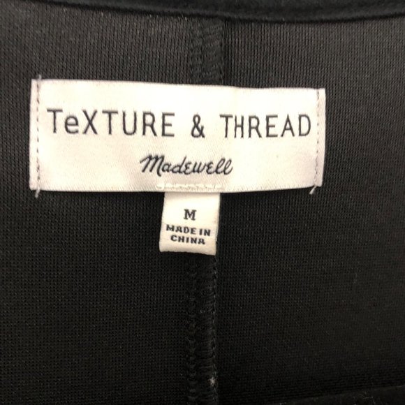 Texture & Thread Madewell Solid Black V-neck Faux Wrap Long Sleeve Dress M - Picture 3 of 9